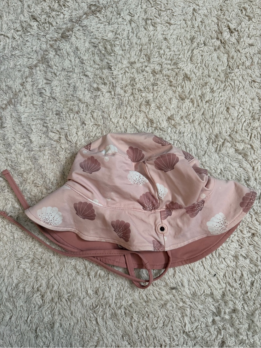 Kids Pink Seashell Sun Hat with Chin Strap